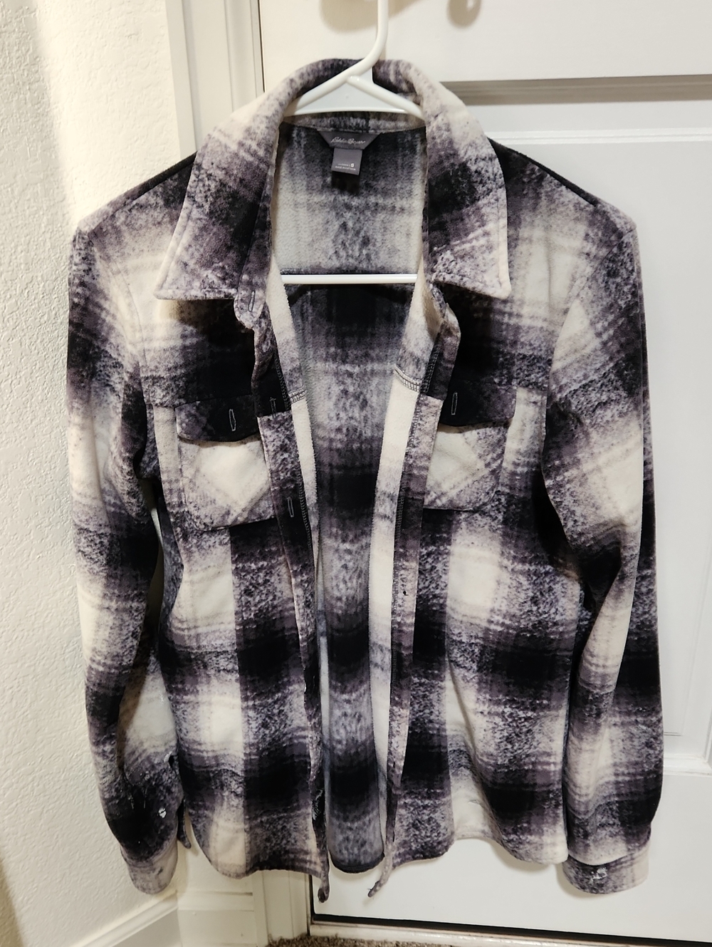 Women's Black & White Plaid Flannel Shirt Jacket - Sonoma